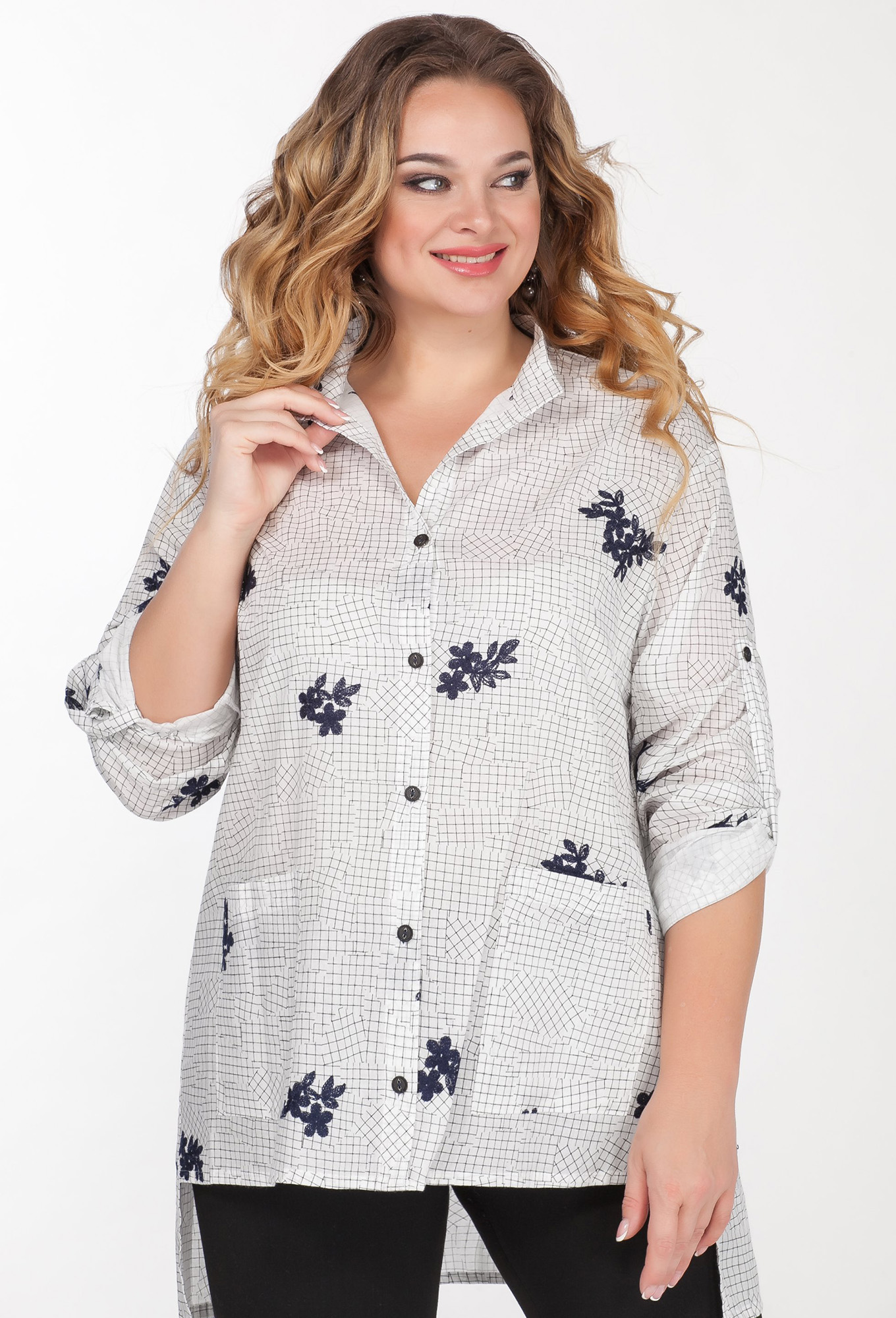 ст. цена1499руб.! Блуза МЕДЕЯ И К 2047 молочный синяя клетка