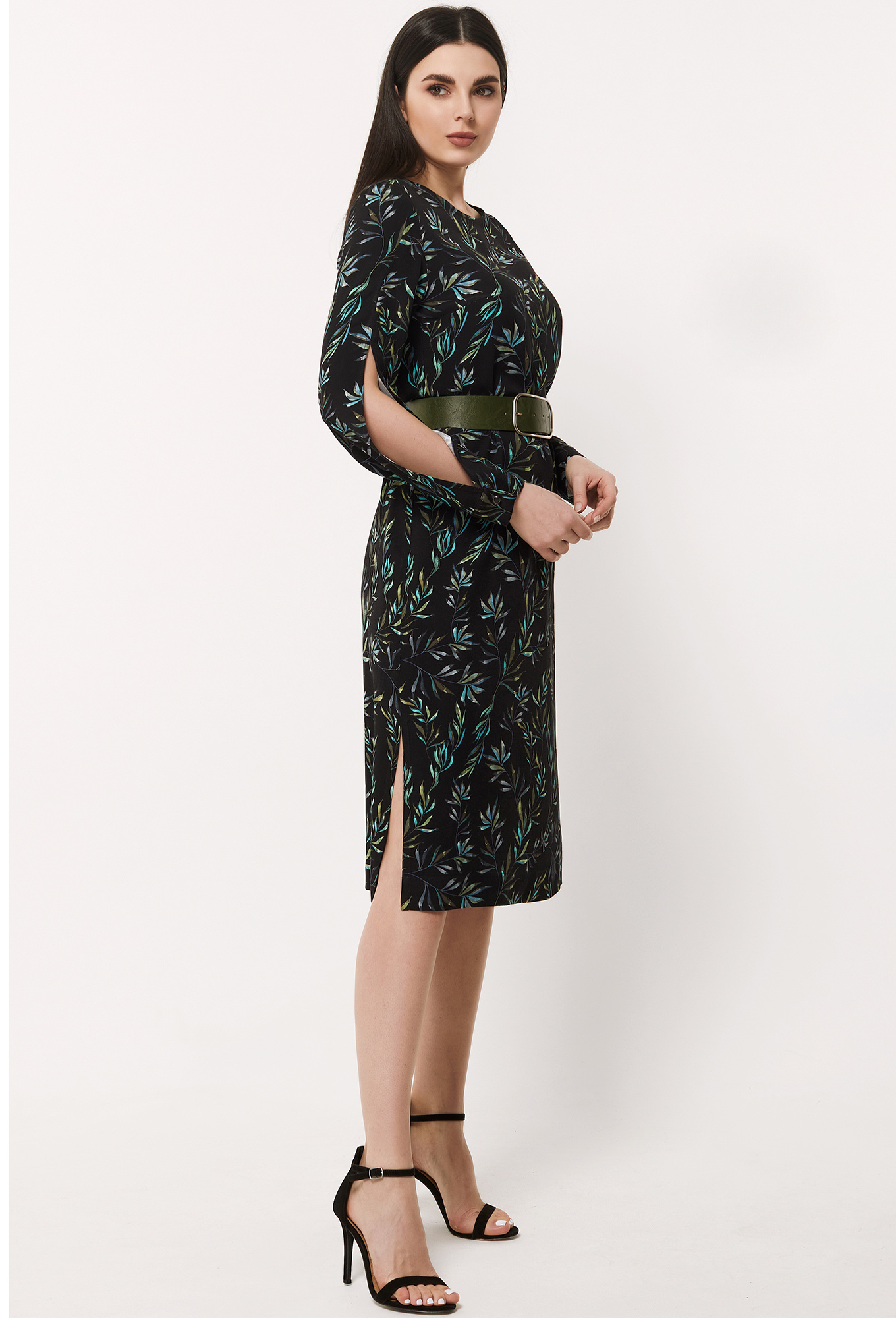 ст. цена2499руб.! Платье Bazalini 4458 черный в листья