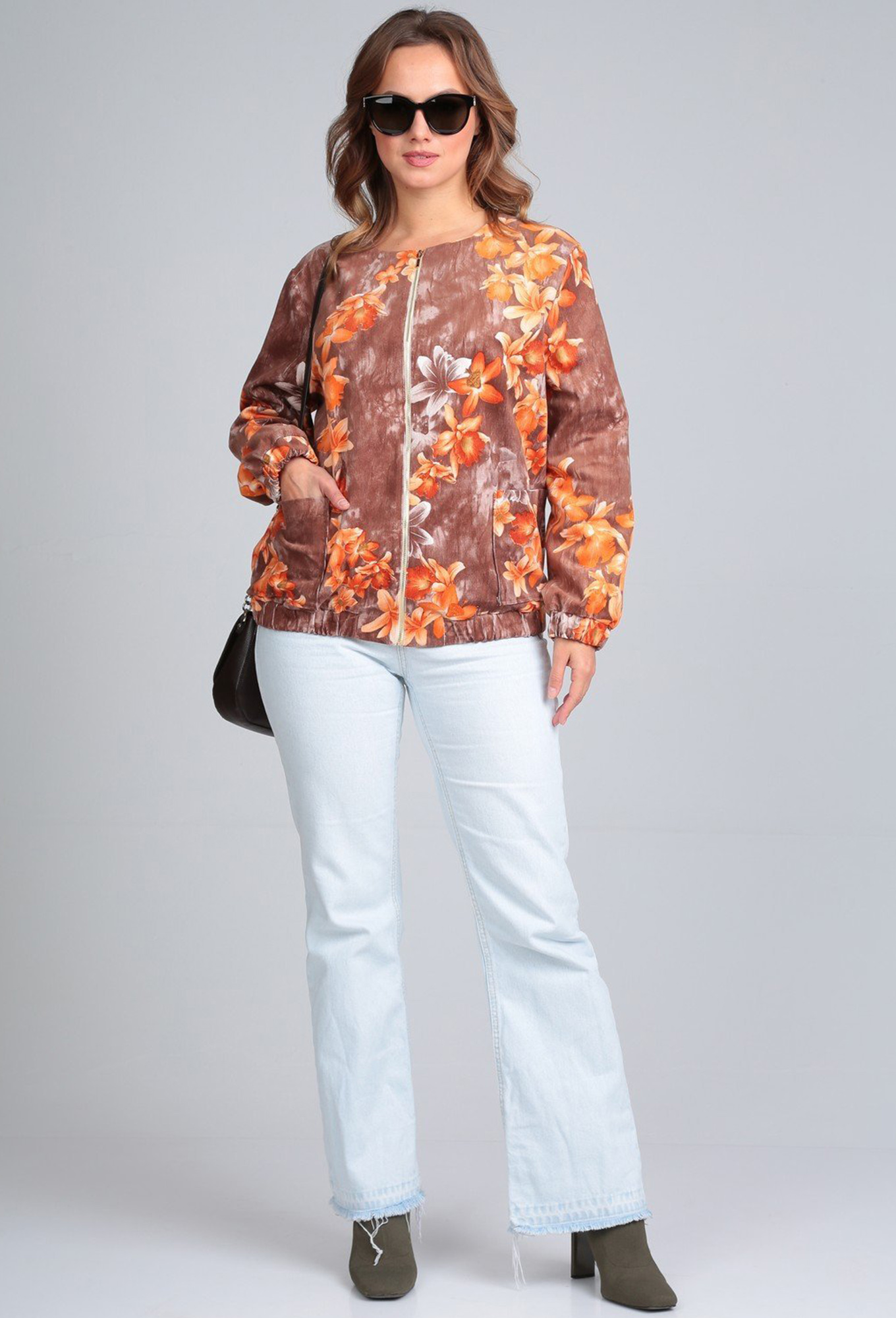 ст. цена2499руб.! Жакет Anastasia 951 оранжевый цветы