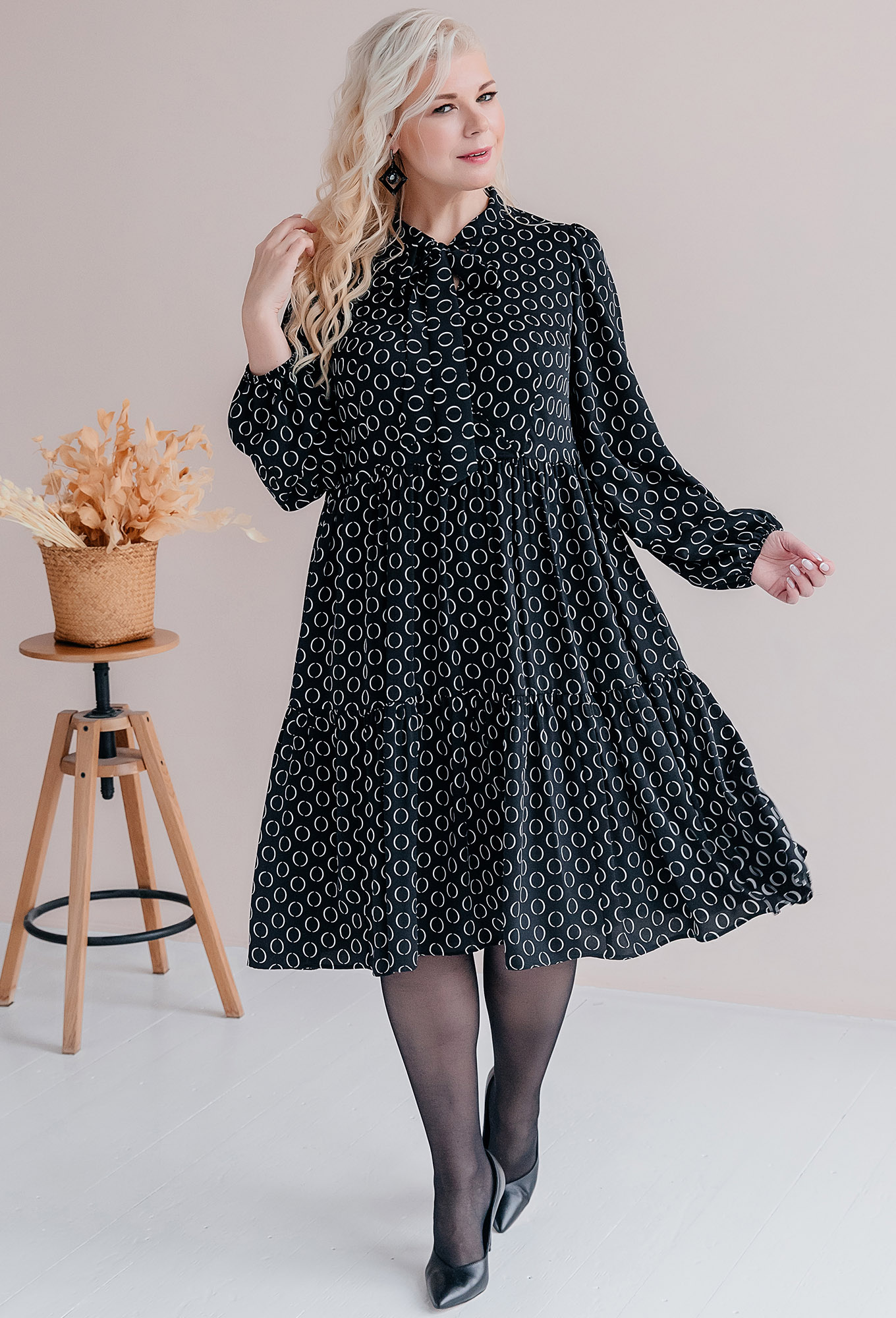 ст. цена2199руб.! Платье ASV 2440 чёрно-белый