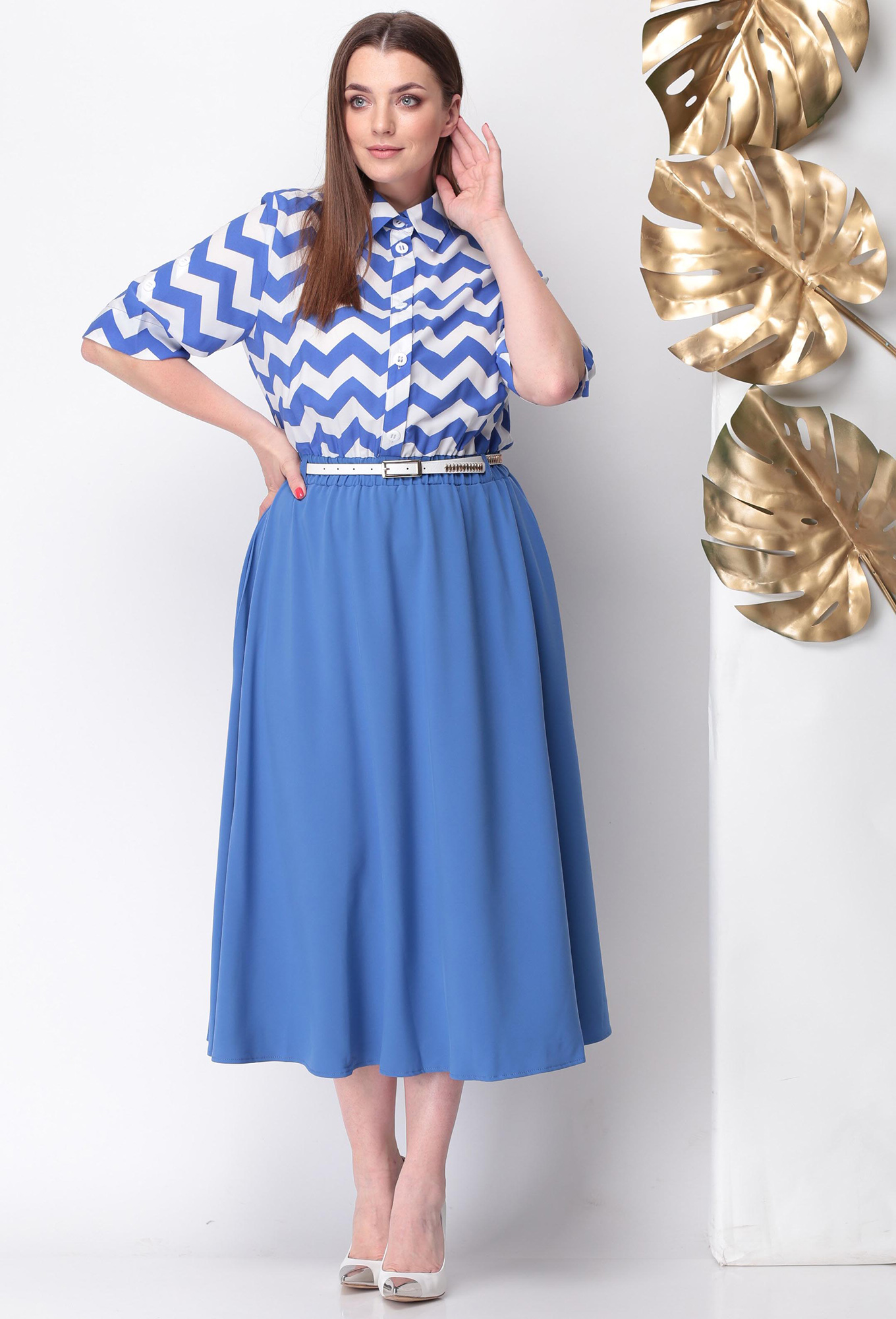 ст. цена2099руб.! Платье Michel Chic 695 василек зигзаг