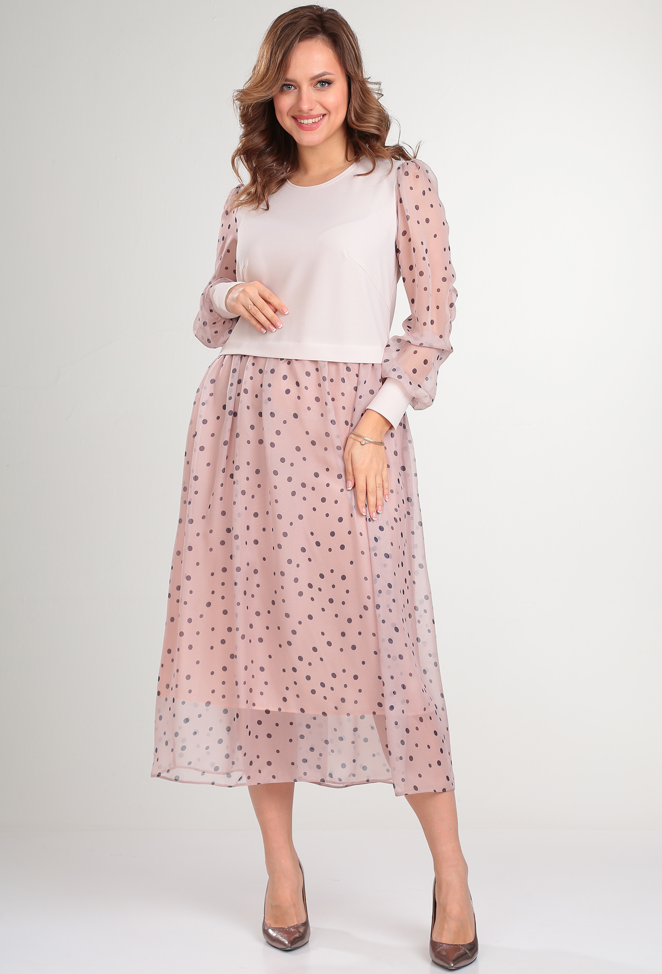 ст. цена2499руб.! Платье Anastasia 945 пудра горох