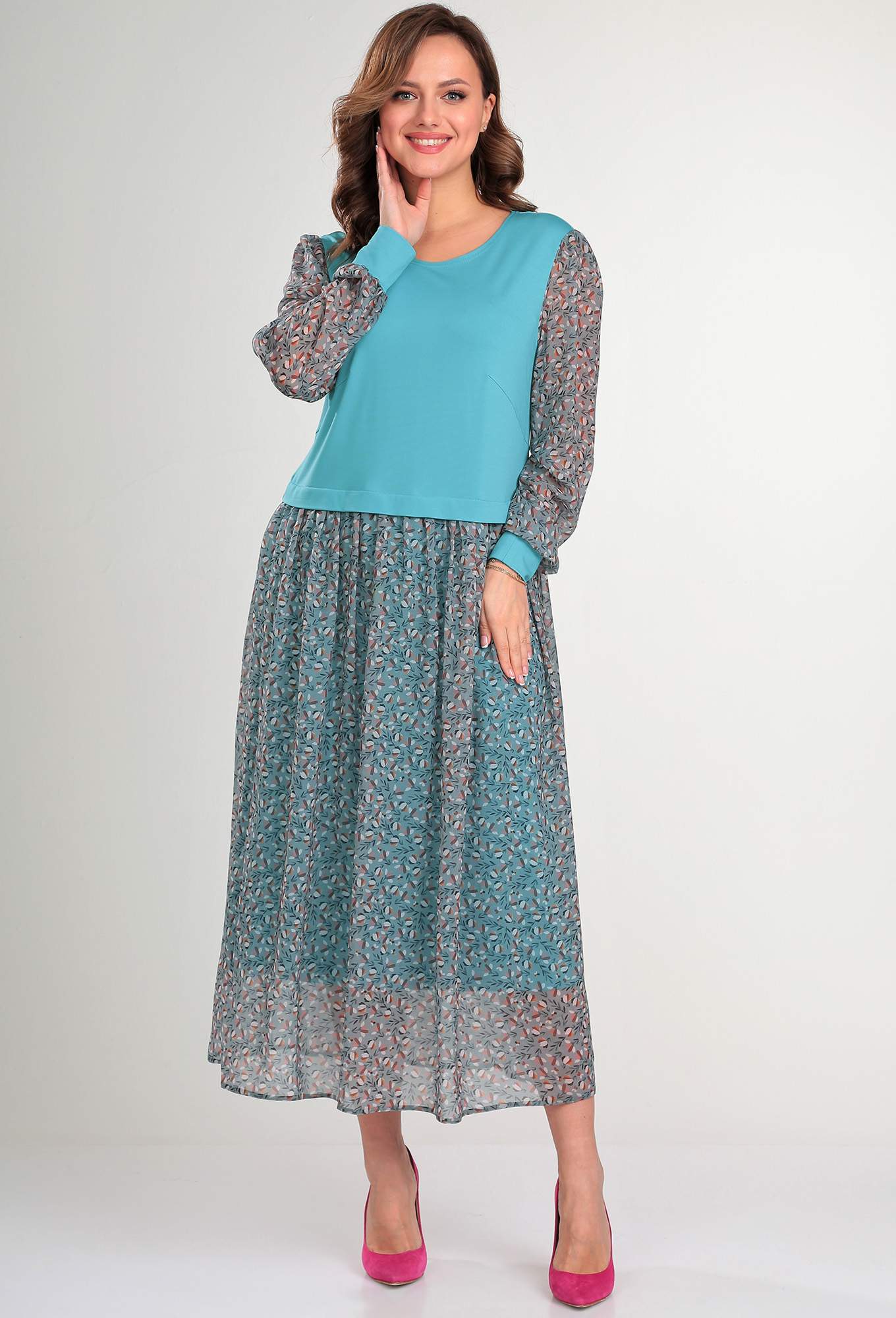 ст. цена2499руб.! Платье Anastasia 945 голубой цветы