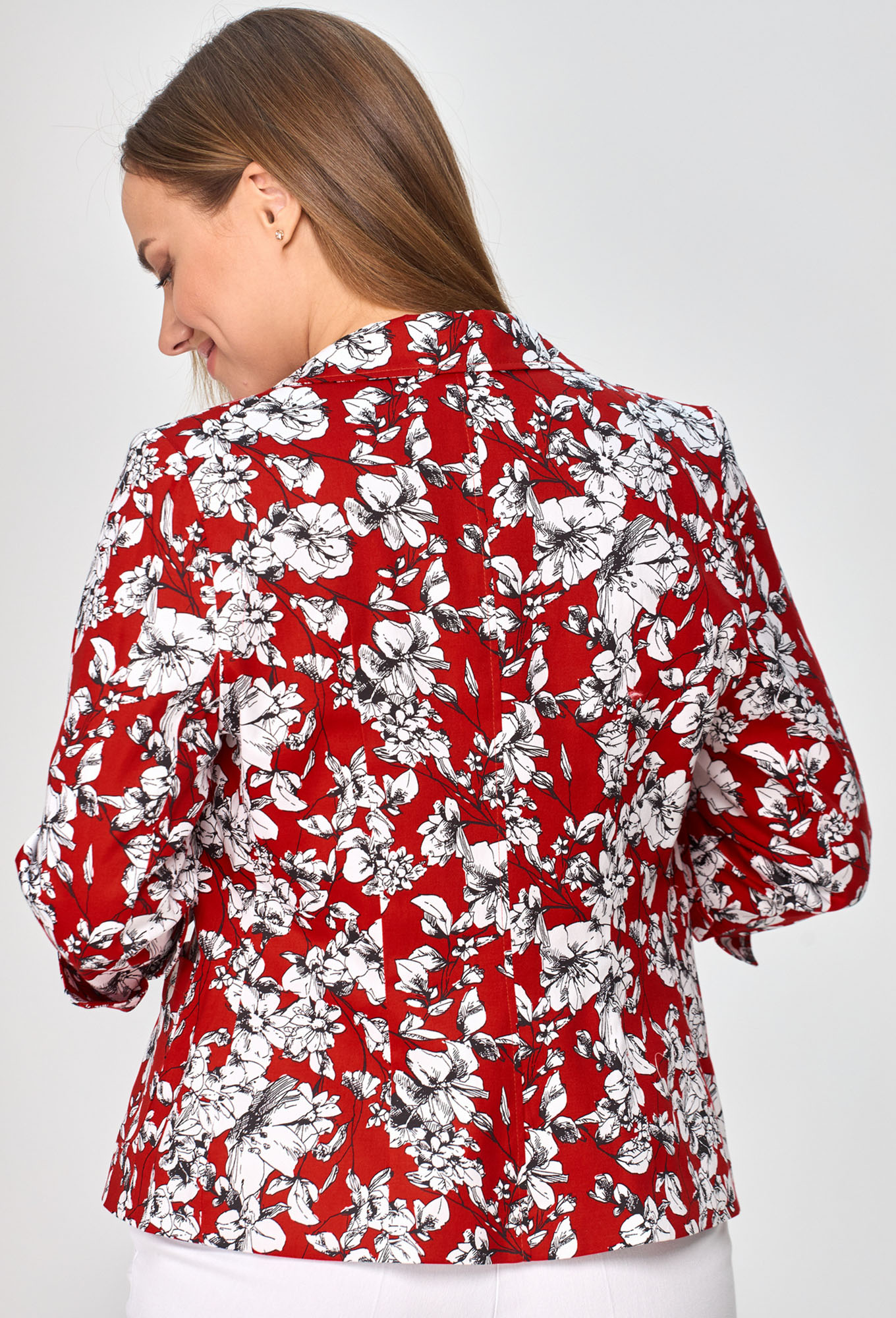 ст. цена1799руб.! Жакет БЕЛЭЛЬСТИЛЬ 203 красный черно-белые цветы