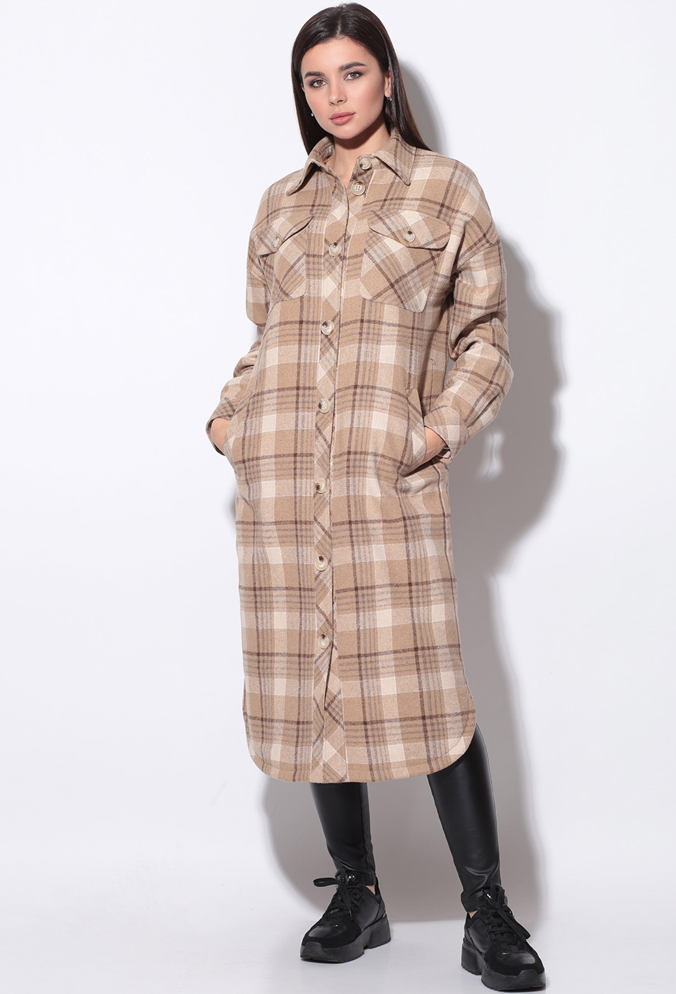 ст. цена3999руб.! Пальто Lenata 11168 какао клетка