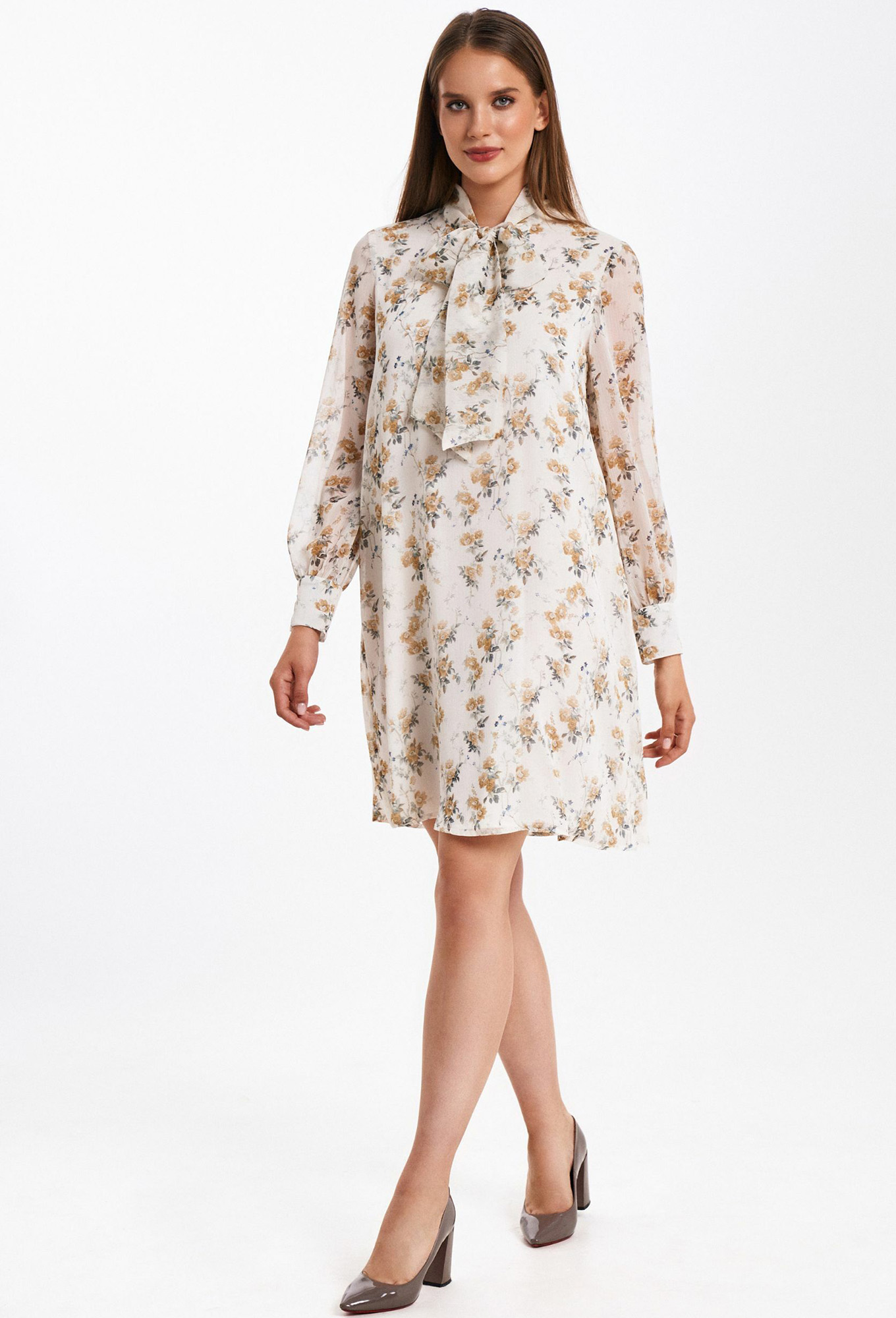 ст. цена2299руб.! Платье KaVari 1059 молочный цветы