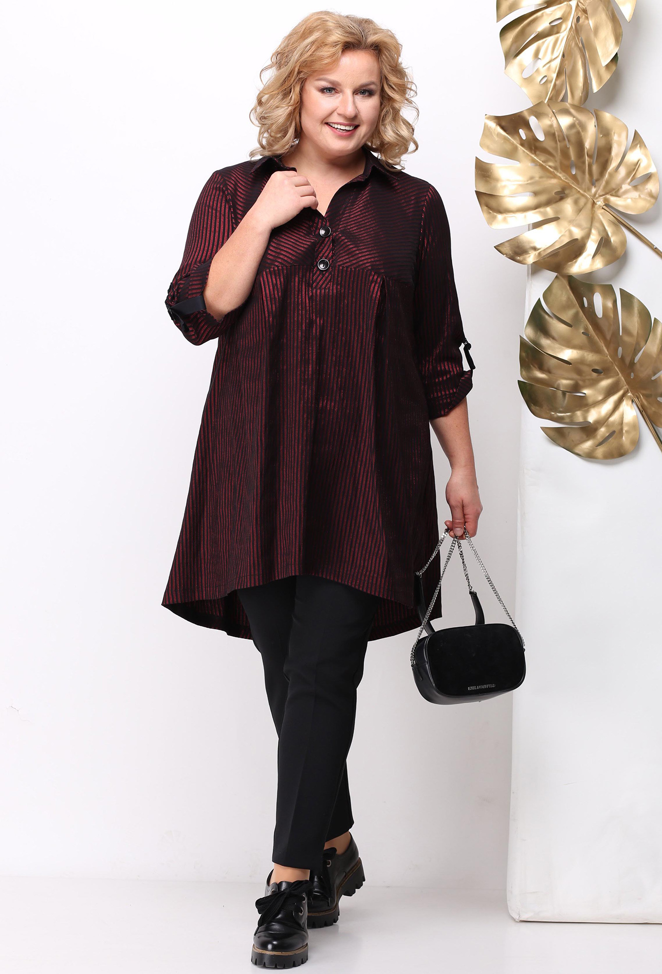 ст. цена1699руб.! Блуза Michel Chic 742 бордо-черная полоска