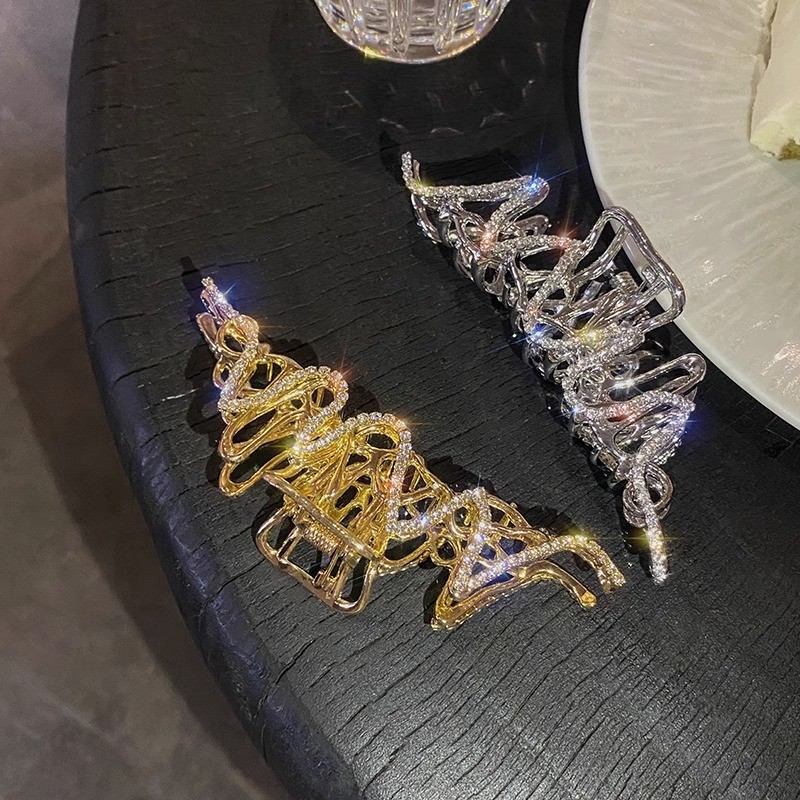 Краб для волос металлический сияющий Переплетения.