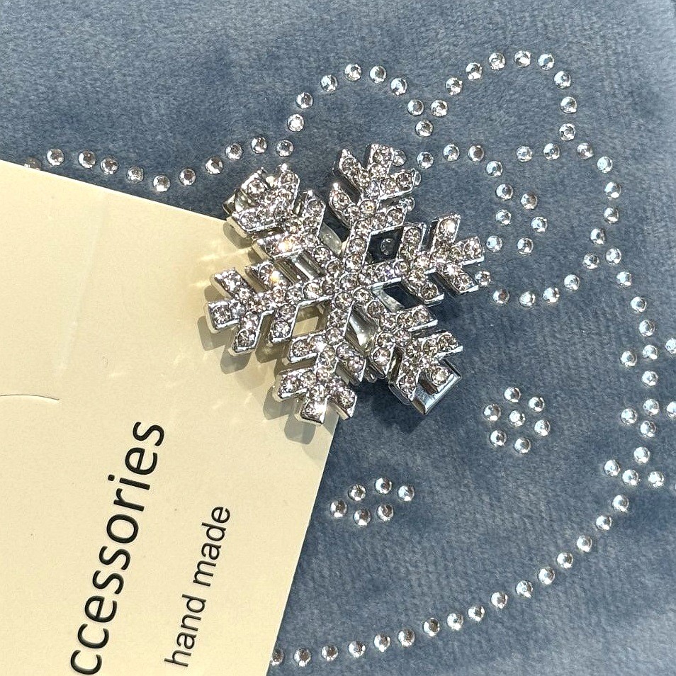 Комплект заколок СНЕЖИНКИ сияющие со стразами 5 шт. Маленькие 3 см.