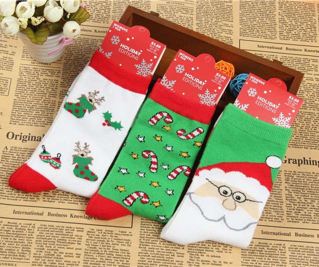 Носочки новогодние цветные (Размер универсальный 35-38)