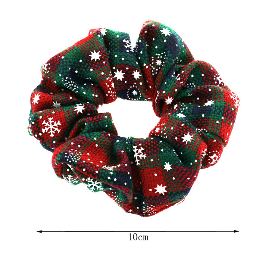 Тканевая резинка для волос с рождественской расцветкой и снежинками
