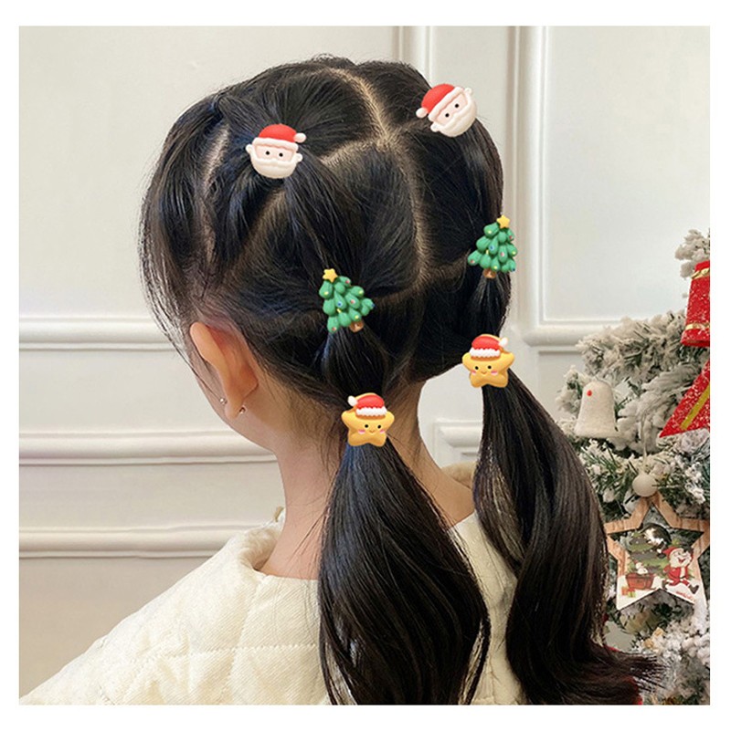 Детские Новогодние резинки для волос с фигурками, Набор 10 шт.