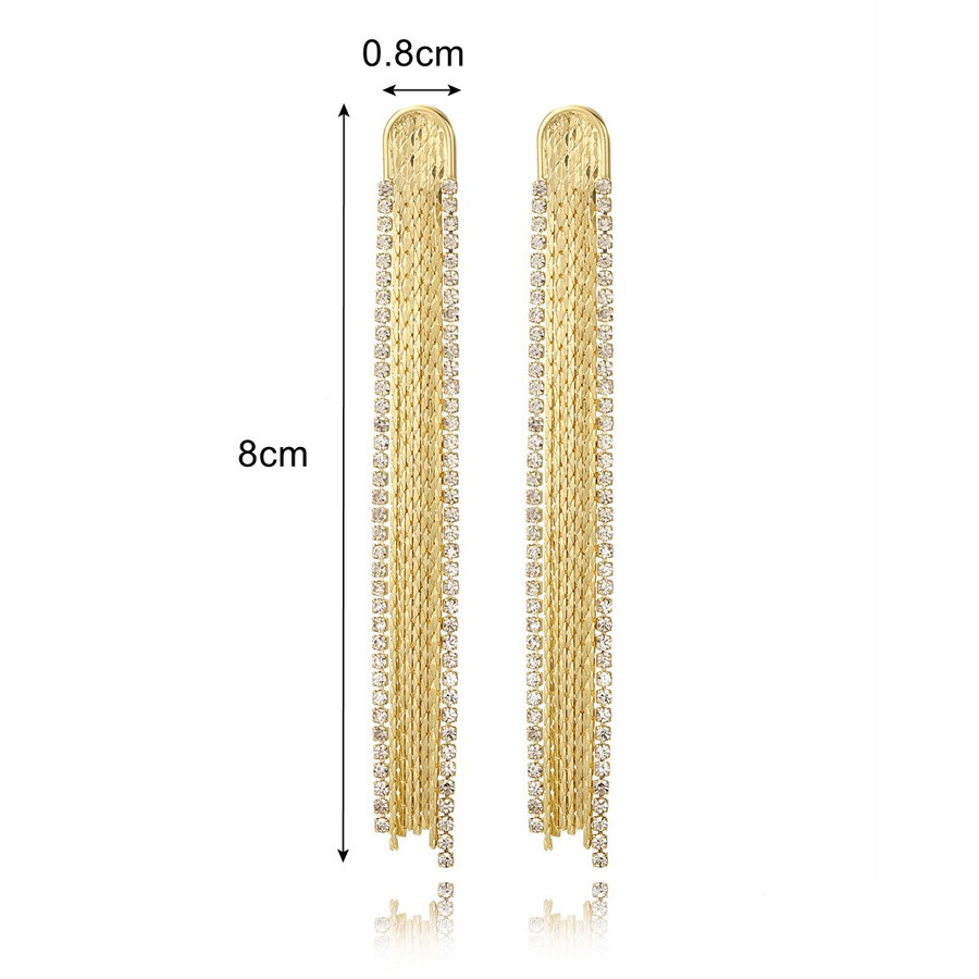 Серьги длинные вечерние кристаллы и цепочки, 8 см.