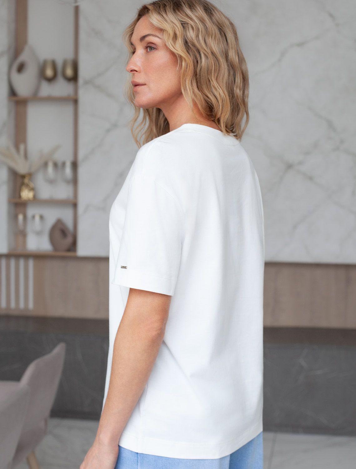 Футболка свободная из премиального хлопка с эластаном