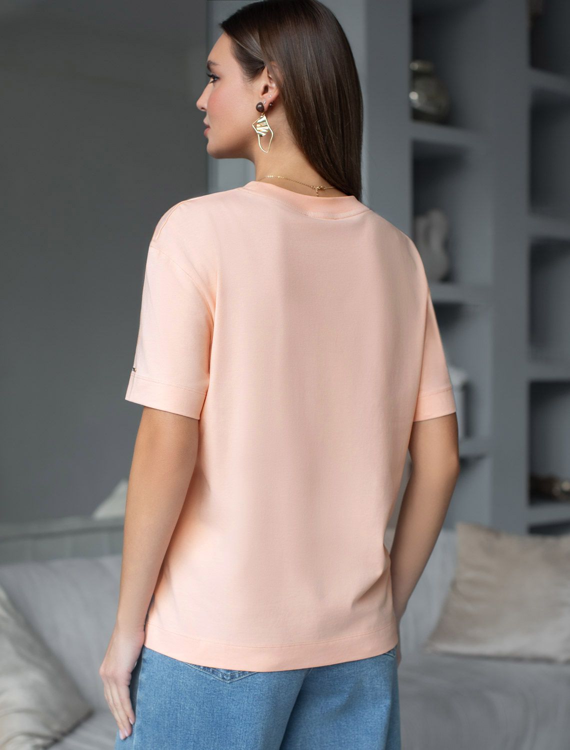 Свободная футболка с принтом из премиального хлопка с эастаном