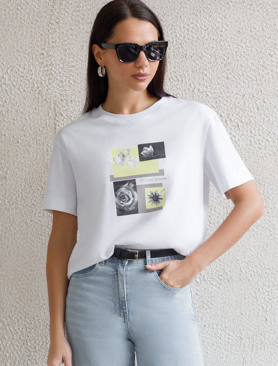 Свободная футболка с принтом из премиального хлопка с эастаном