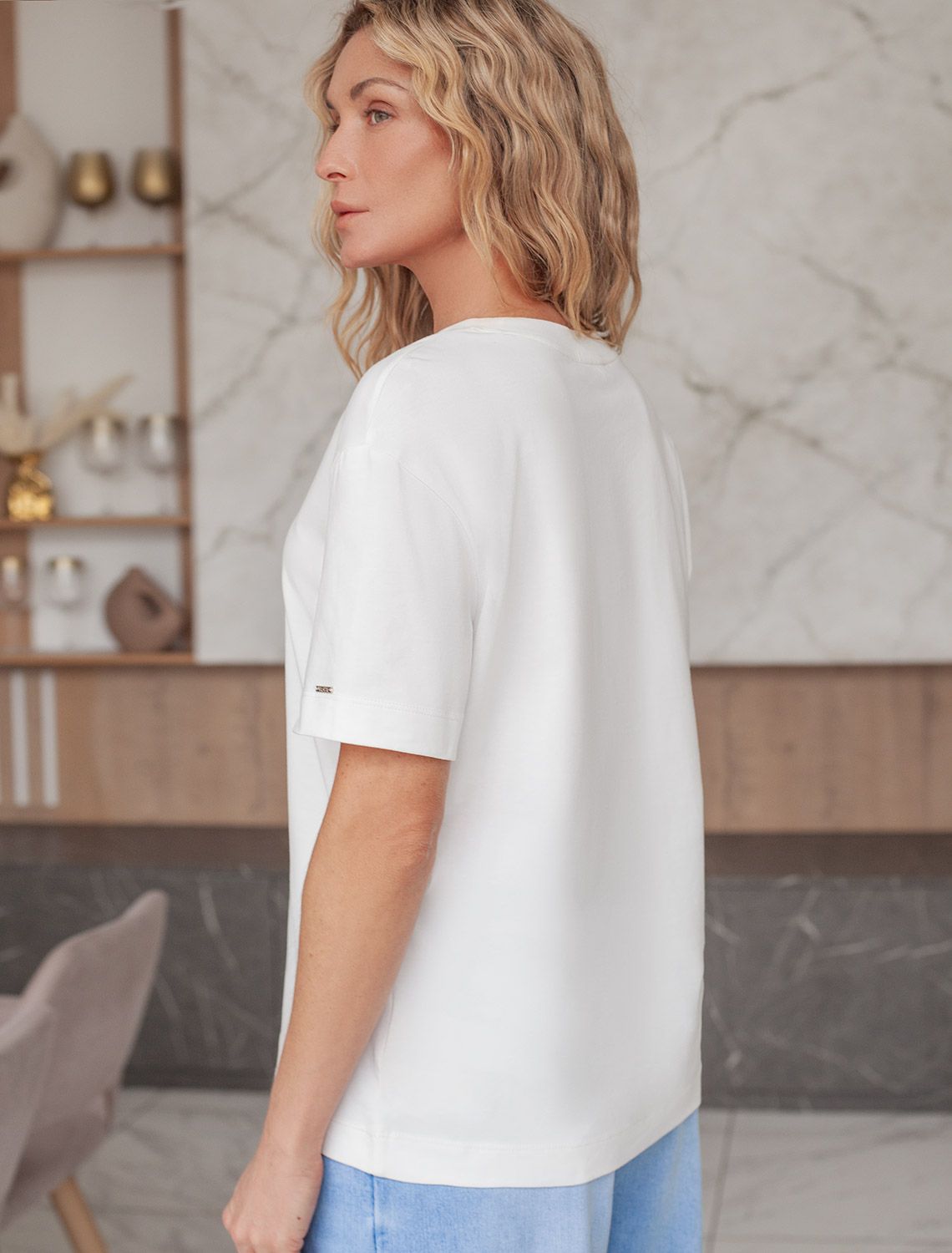 Футболка свободная из премиального хлопка с эластаном