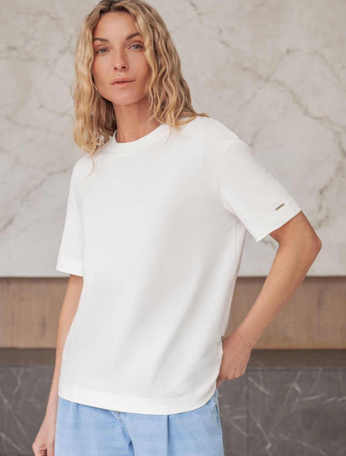 Футболка свободная из премиального хлопка с эластаном