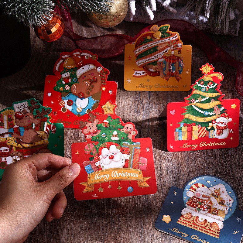 Набор новогодних складных настольных открыток 8 штук