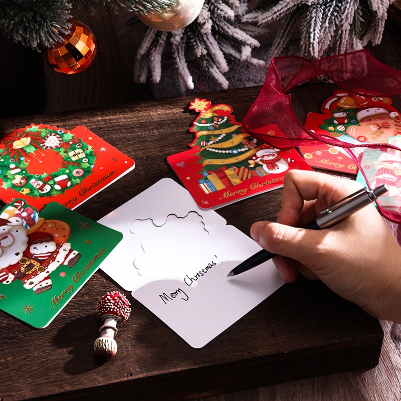 Набор новогодних складных настольных открыток 8 штук