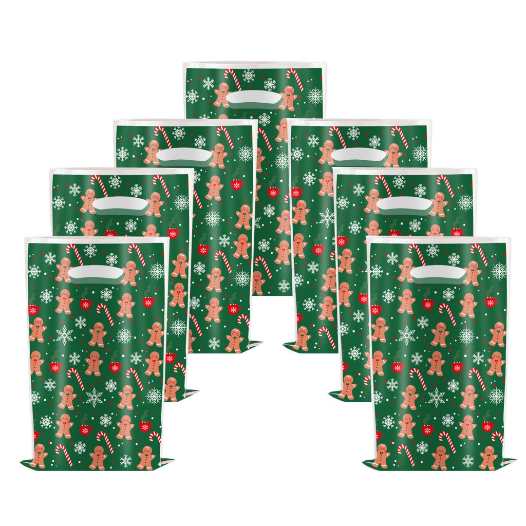 Набор пакетов подарочных новогодних 10 штук 25*17 см. ИМБИРНОЕ ПЕЧЕНЬЕ