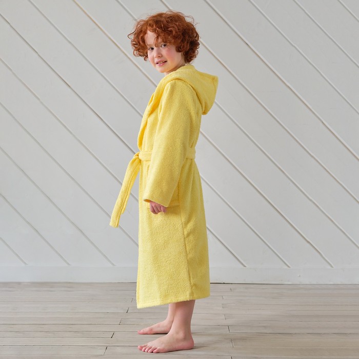 Халат махровый детский Экономь и Я, р-р 30, цвет светло-жёлтый, 320 г/м², 100% хлопок с AIRO
