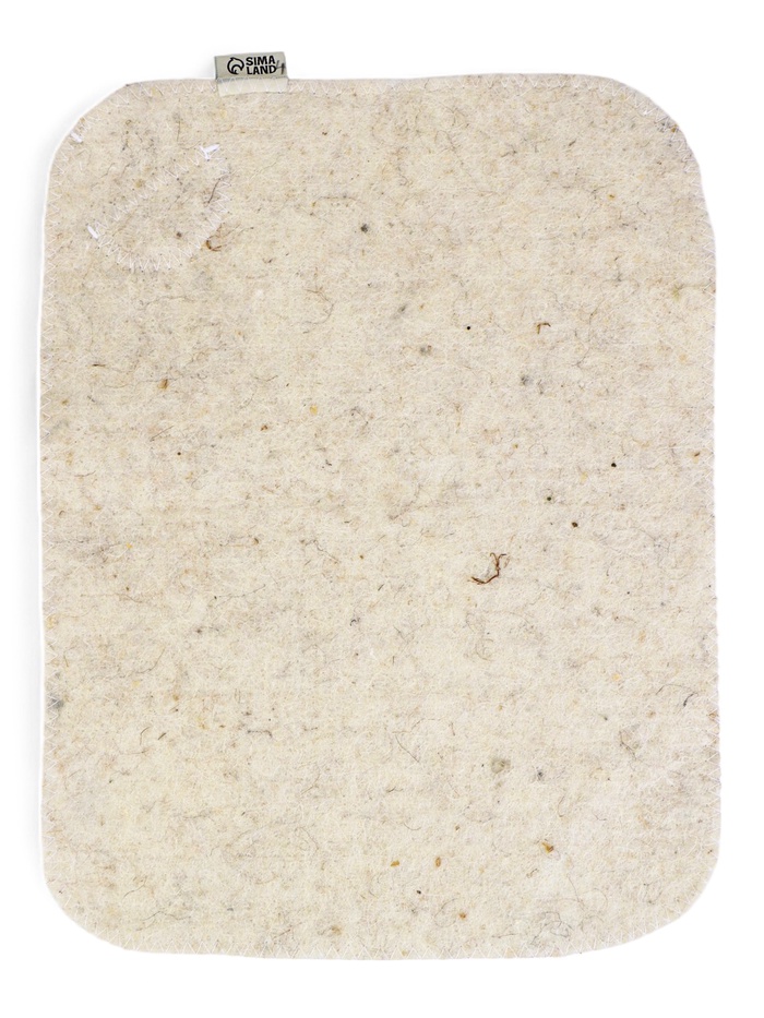 Коврик - сидушка для бани и сауны «Классический», 44×34 см, шерсть 100%, белый