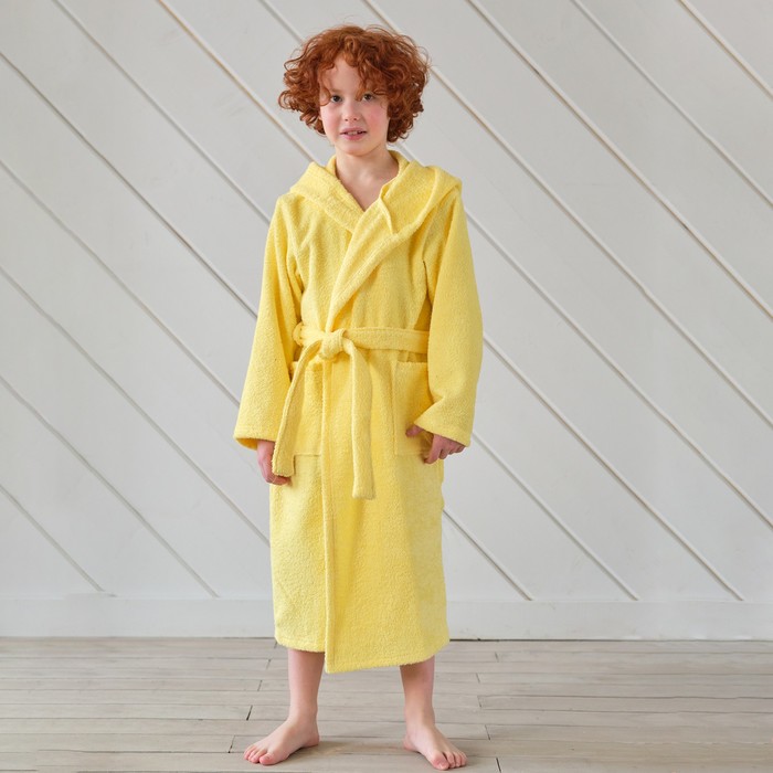Халат махровый детский Экономь и Я, р-р 30, цвет светло-жёлтый, 320 г/м², 100% хлопок с AIRO