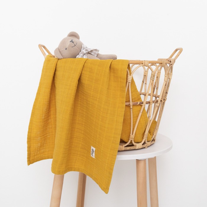 Полотенце муслиновое LoveLife, 50×90 см, 100% хлопок, 3-сл, 180 г/м², цвет «горчица»