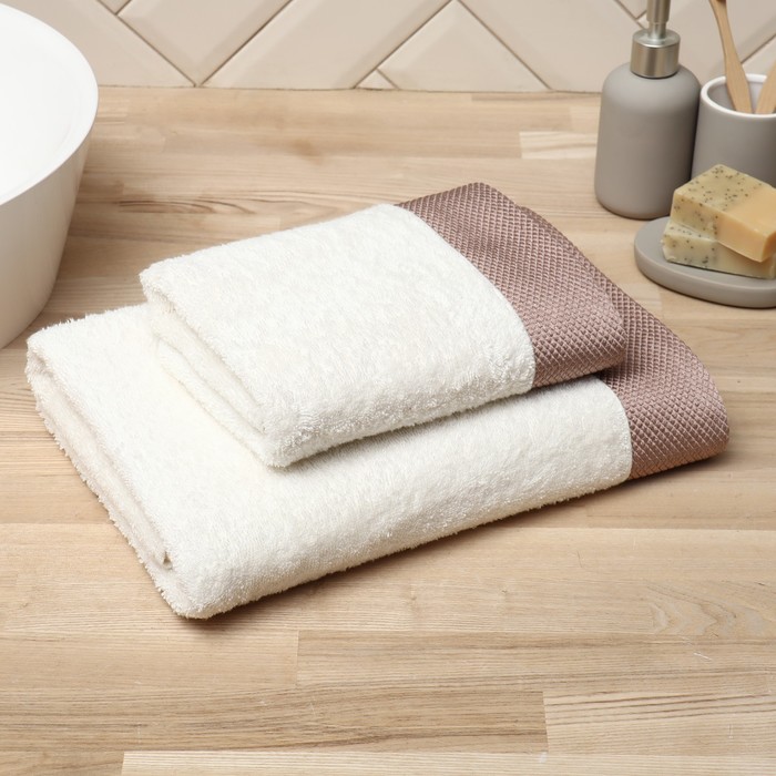 Полотенце махровое Love Life Honey, 50×90 см, хлопок 100%, молочное, коричневое