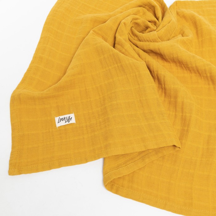 Полотенце муслиновое LoveLife, 50×90 см, 100% хлопок, 3-сл, 180 г/м², цвет «горчица»