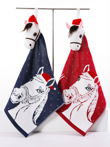 В наличии!!! Салфетка с головой лен/махра ЛОШАДКА 35х34 см