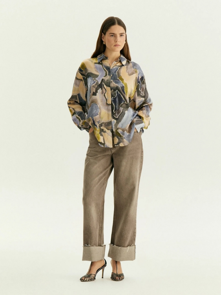 Рубашка с абстрактным принтом из 100% вискозы ,
100% вискоза ,