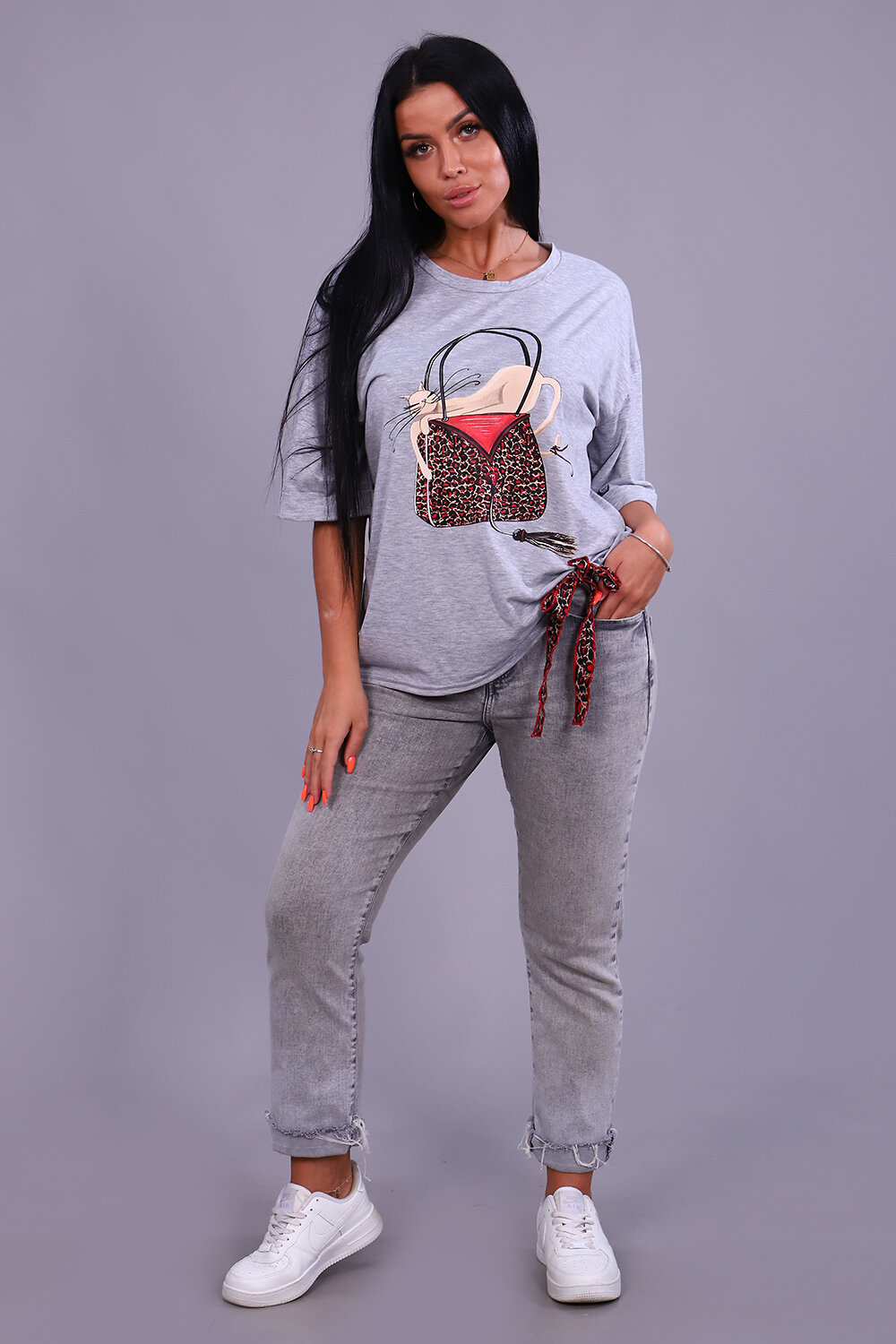 ст. цена762руб.! 762762Натали Футболка 24884серый меланж