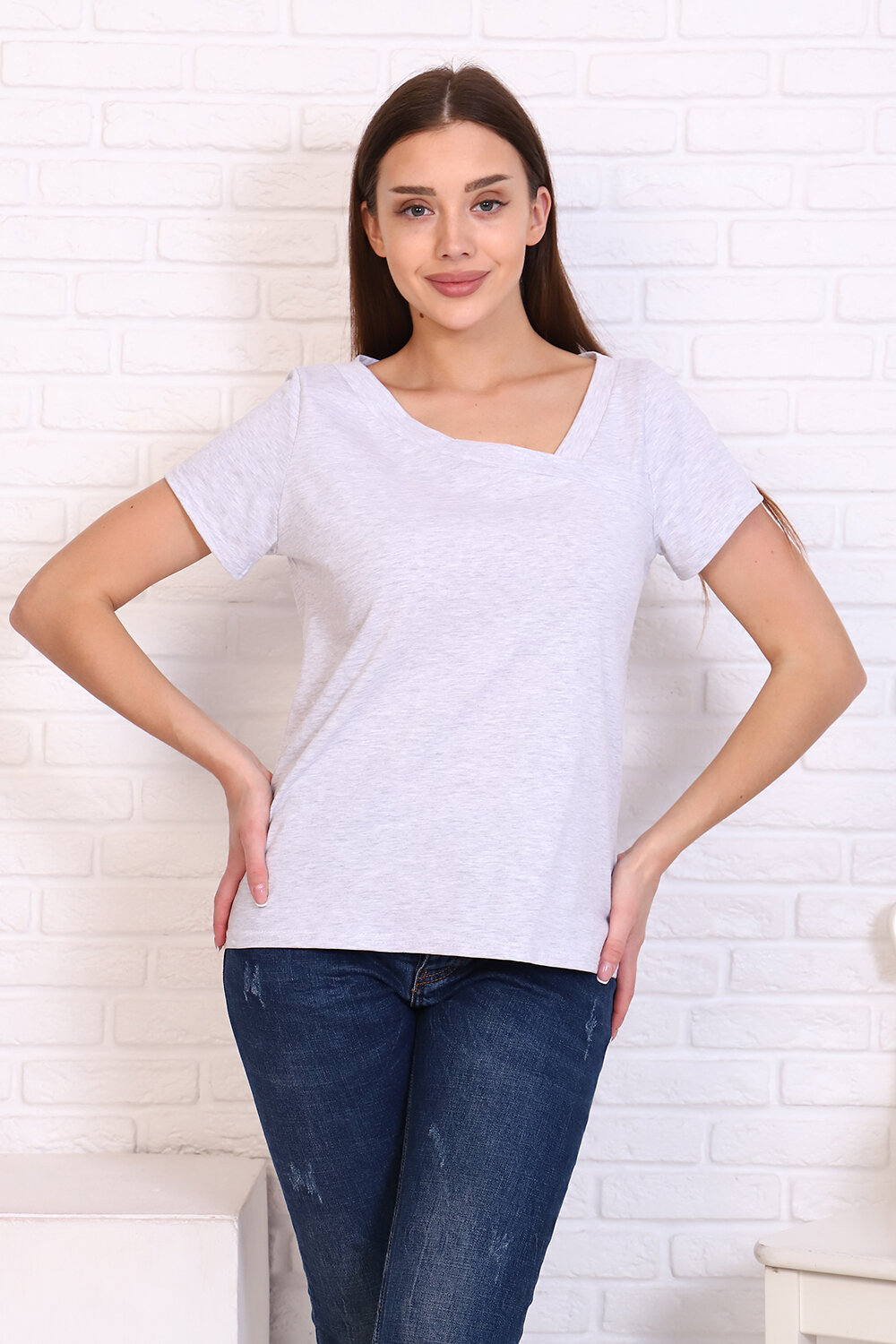 ст. цена708руб.! 708708Натали Футболка 24867серый меланж