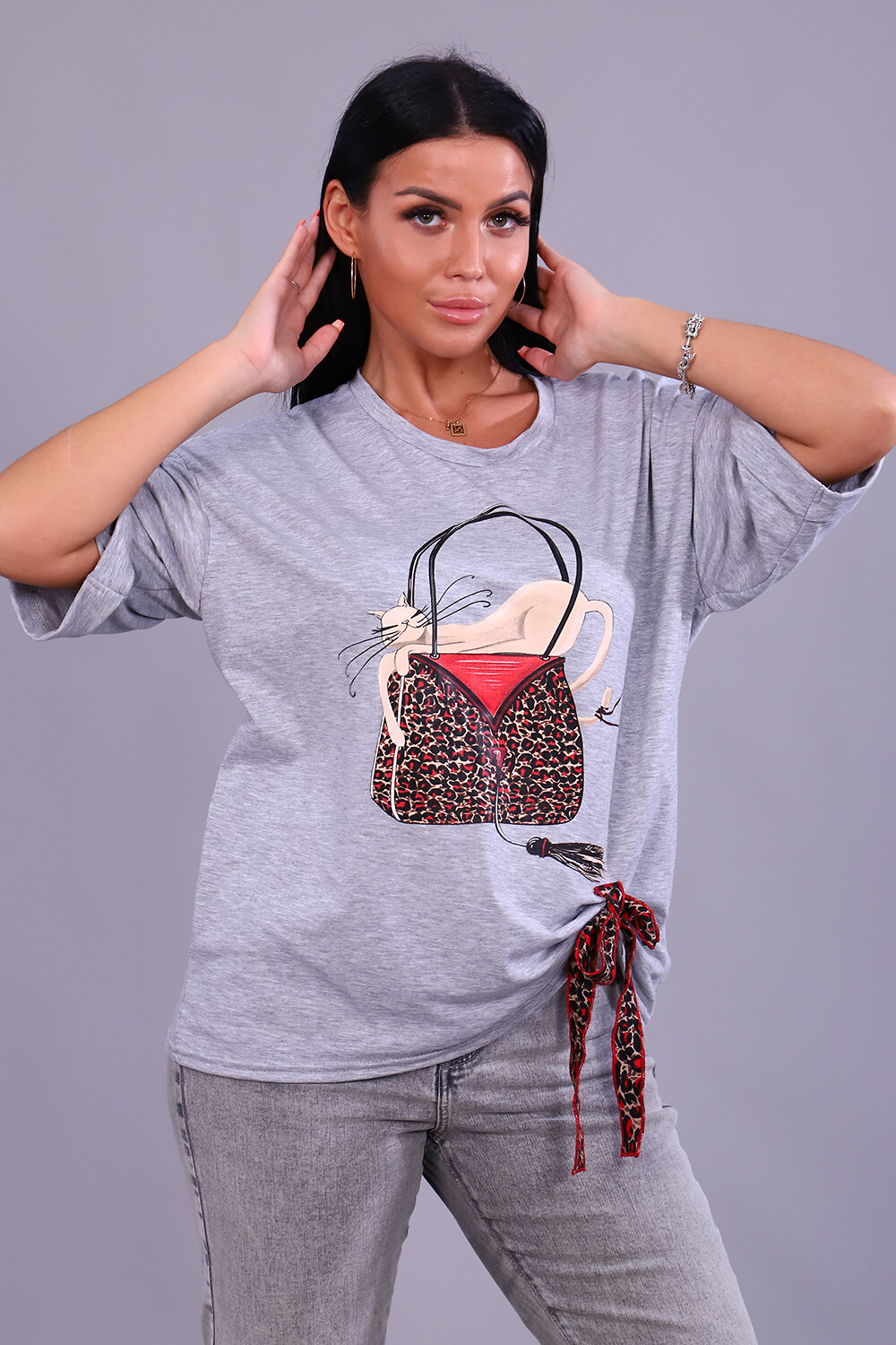 ст. цена762руб.! 762762Натали Футболка 24884серый меланж