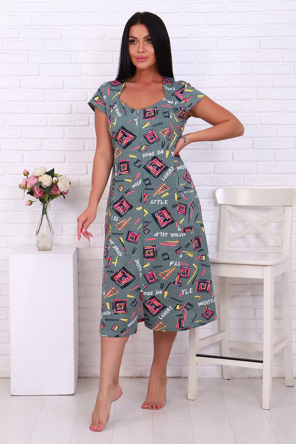 ст. цена942руб.! Натали Халат 24874зеленый