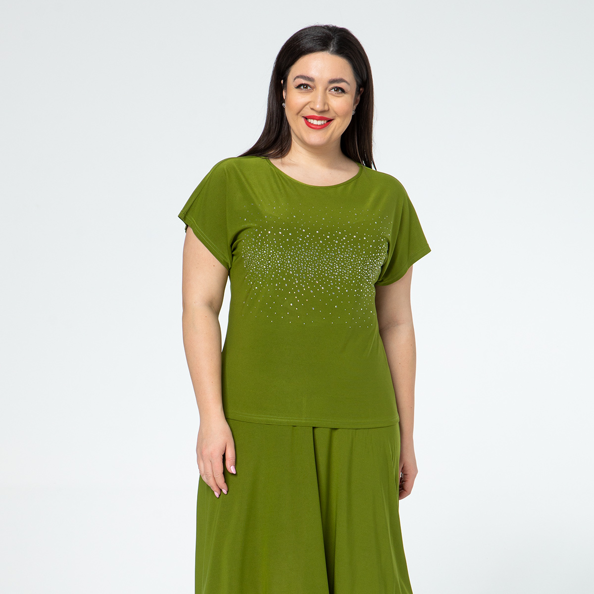 ст. цена1800руб.! Костюм, трикотаж, юбка, туника, оливковый