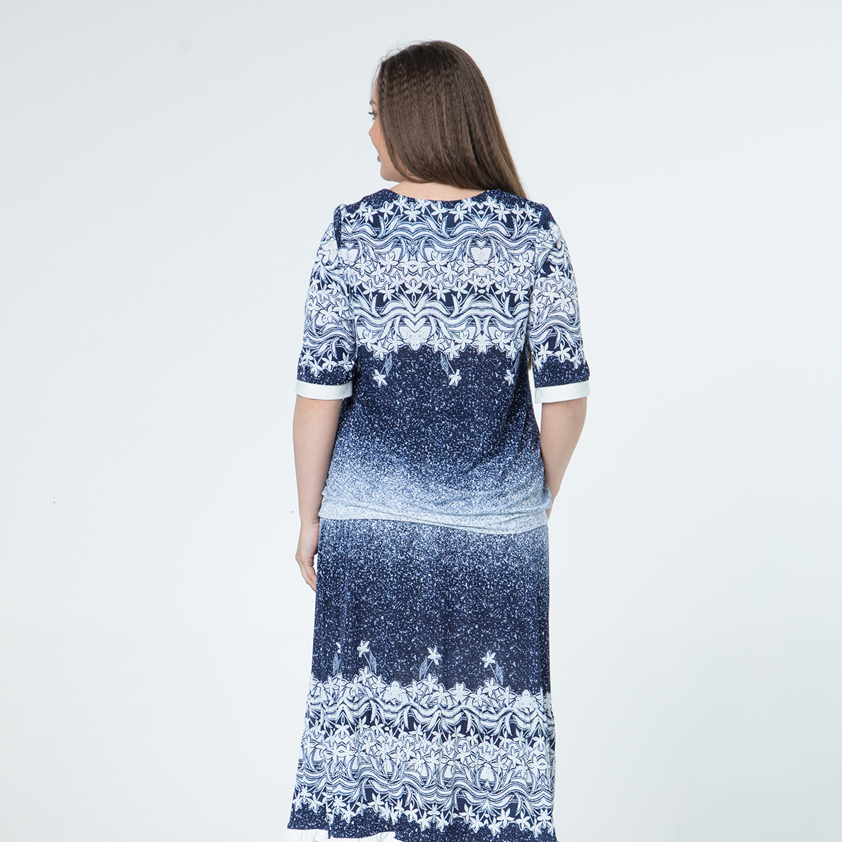 ст. цена1800руб.! Костюм, трикотаж, блуза, юбка, синий