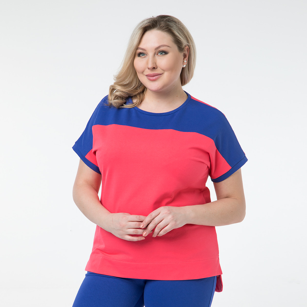 ст. цена1400руб.! Костюм, трикотаж, футболка, брюки, коралловый