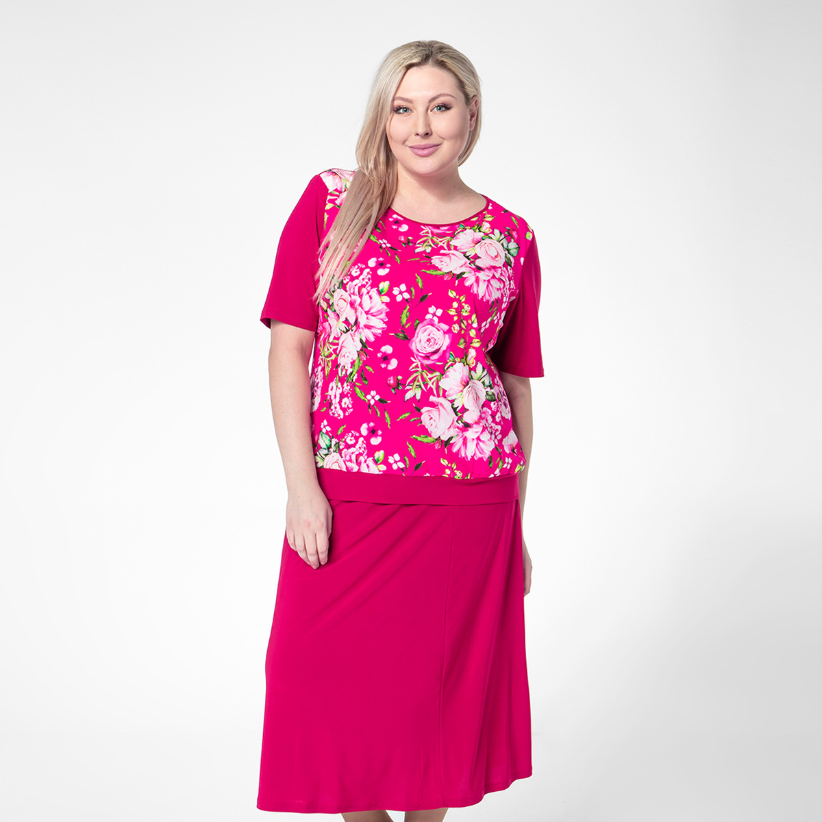 ст. цена1500руб.! Костюм, трикотаж, блуза, юбка, розовый