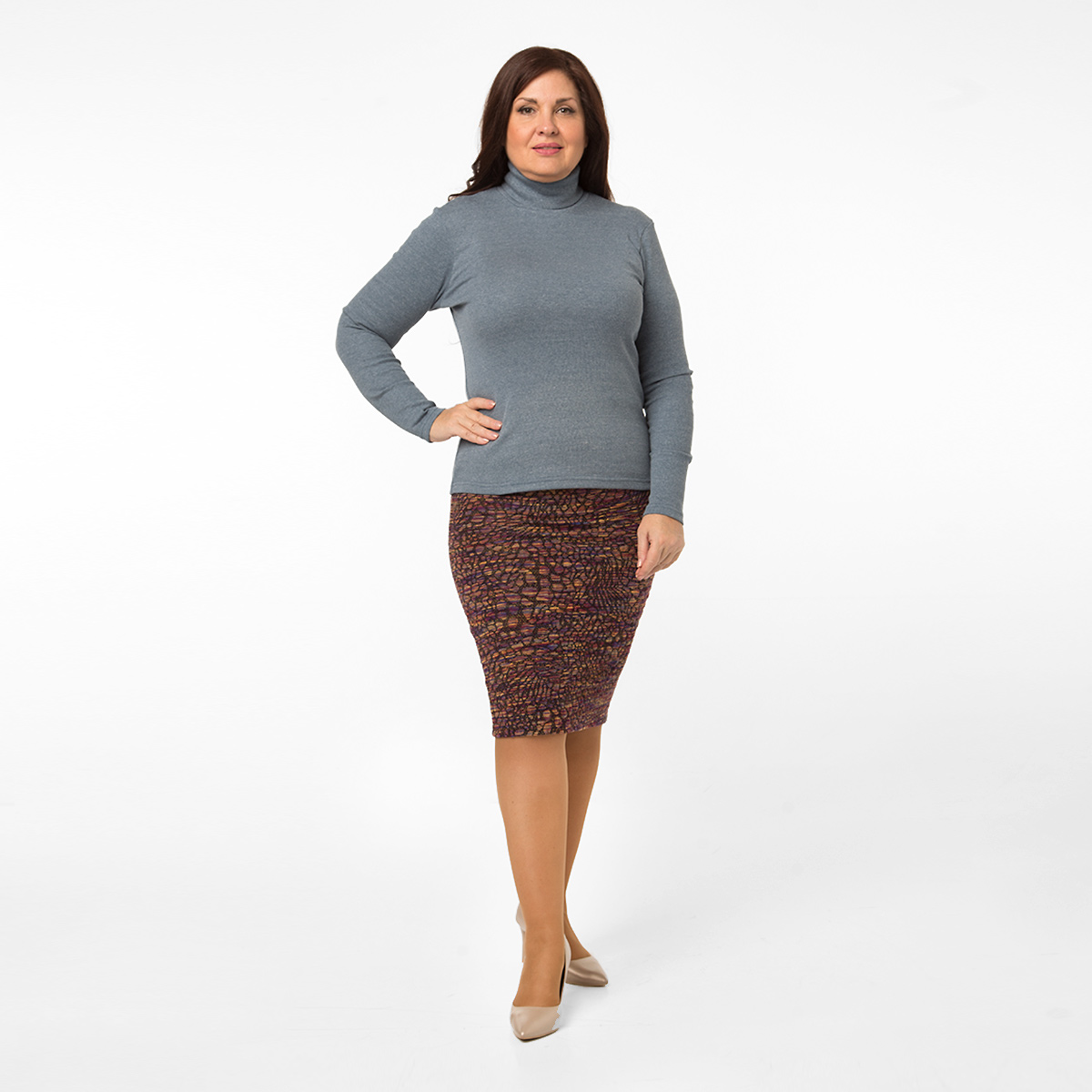 ст. цена700руб.! Джемпер-Водолазка, трикотаж, серый