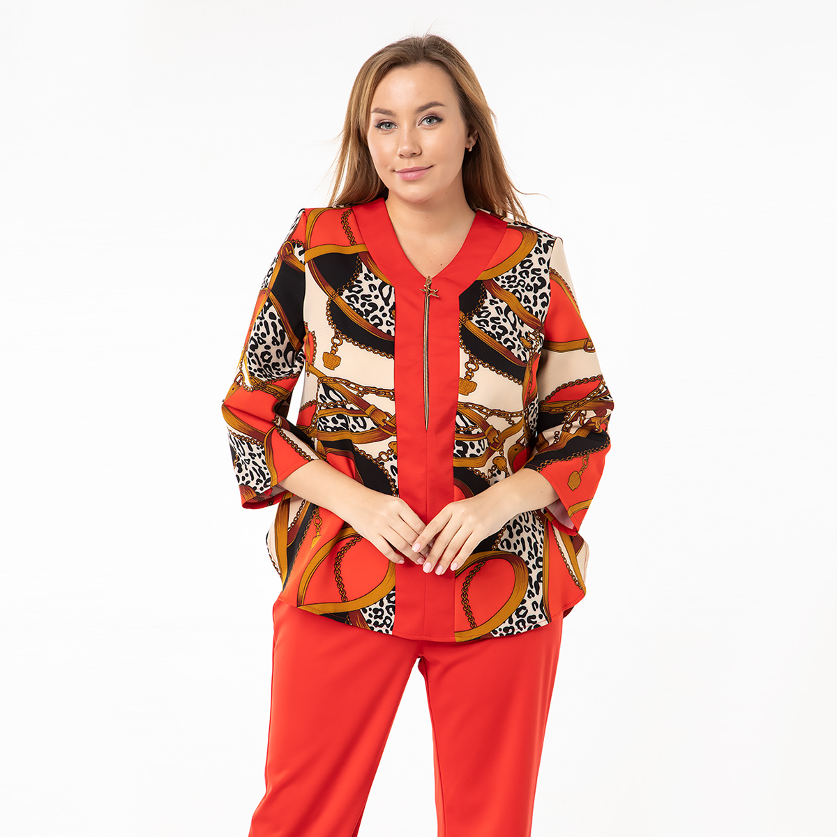 ст. цена1800руб.! Костюм, туника, брюки, коралловый