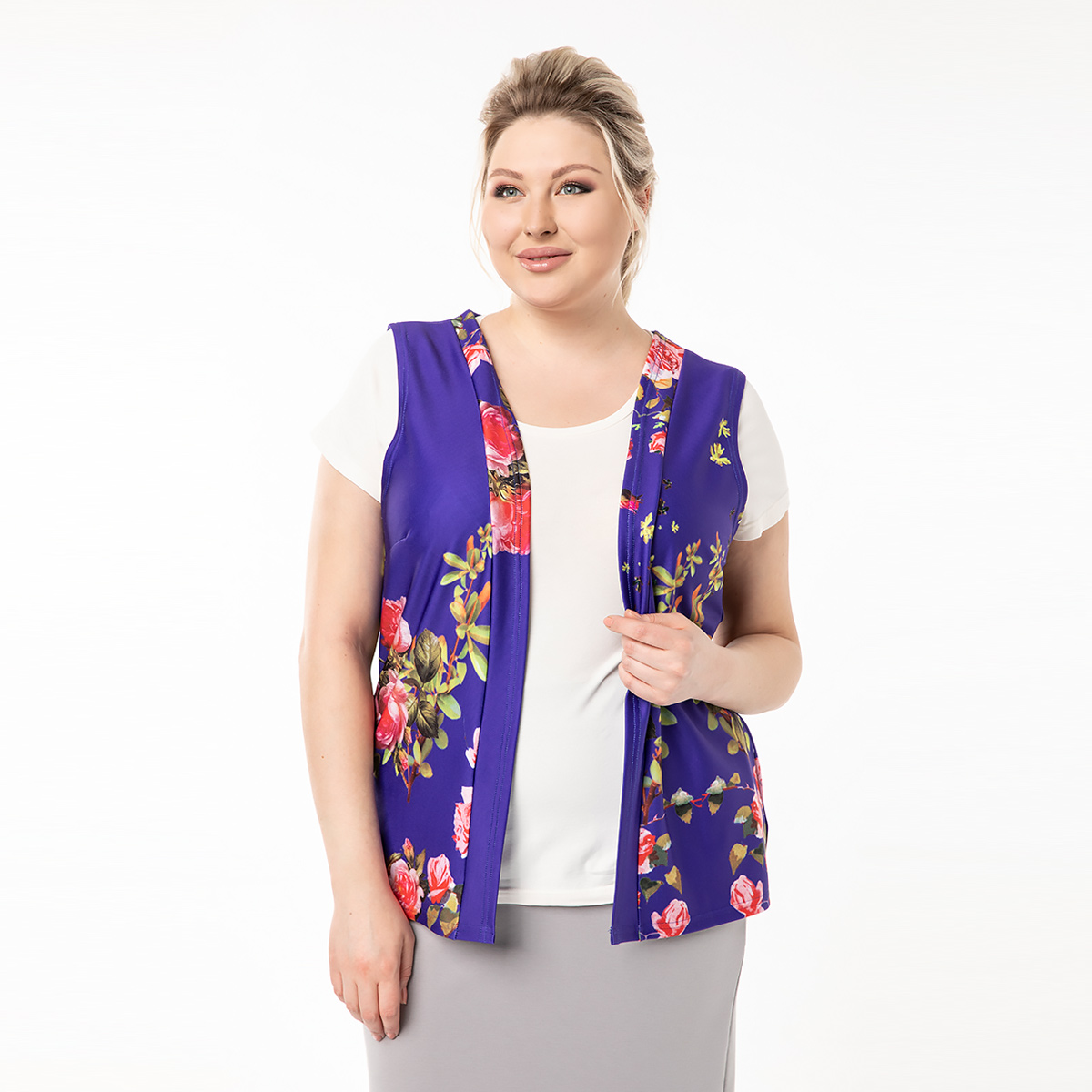 ст. цена600руб.! Жилет, укороченный, фиолетовый