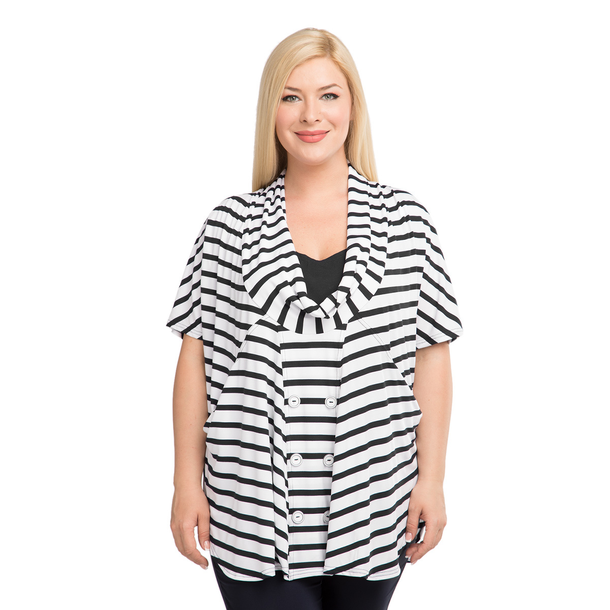 ст. цена1000руб.! Блуза, трикотаж, черный, полоска