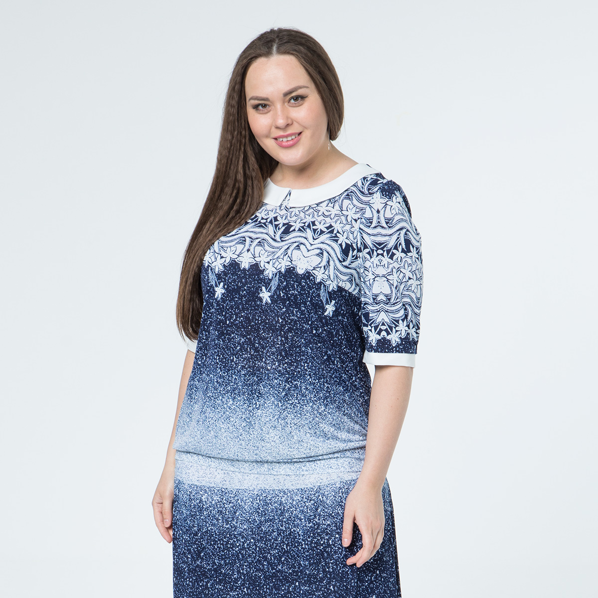 ст. цена1800руб.! Костюм, трикотаж, блуза, юбка, синий