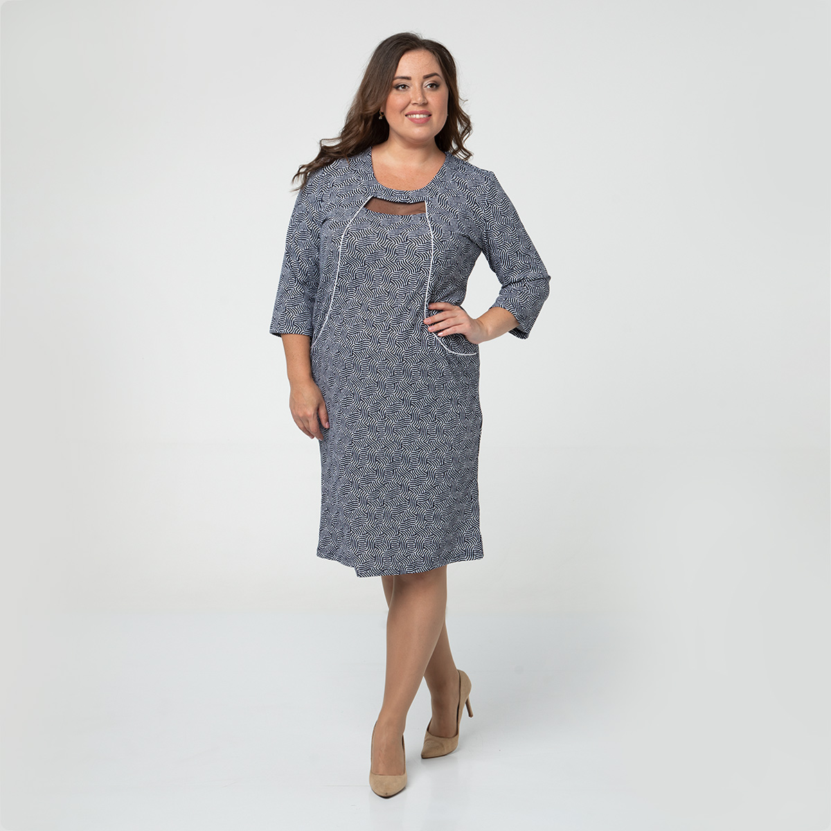 ст. цена1500руб.! Платье, текстиль, синий, полоса