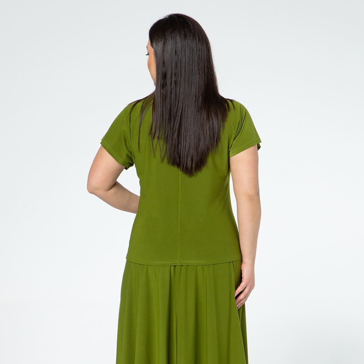 ст. цена1800руб.! Костюм, трикотаж, юбка, туника, оливковый