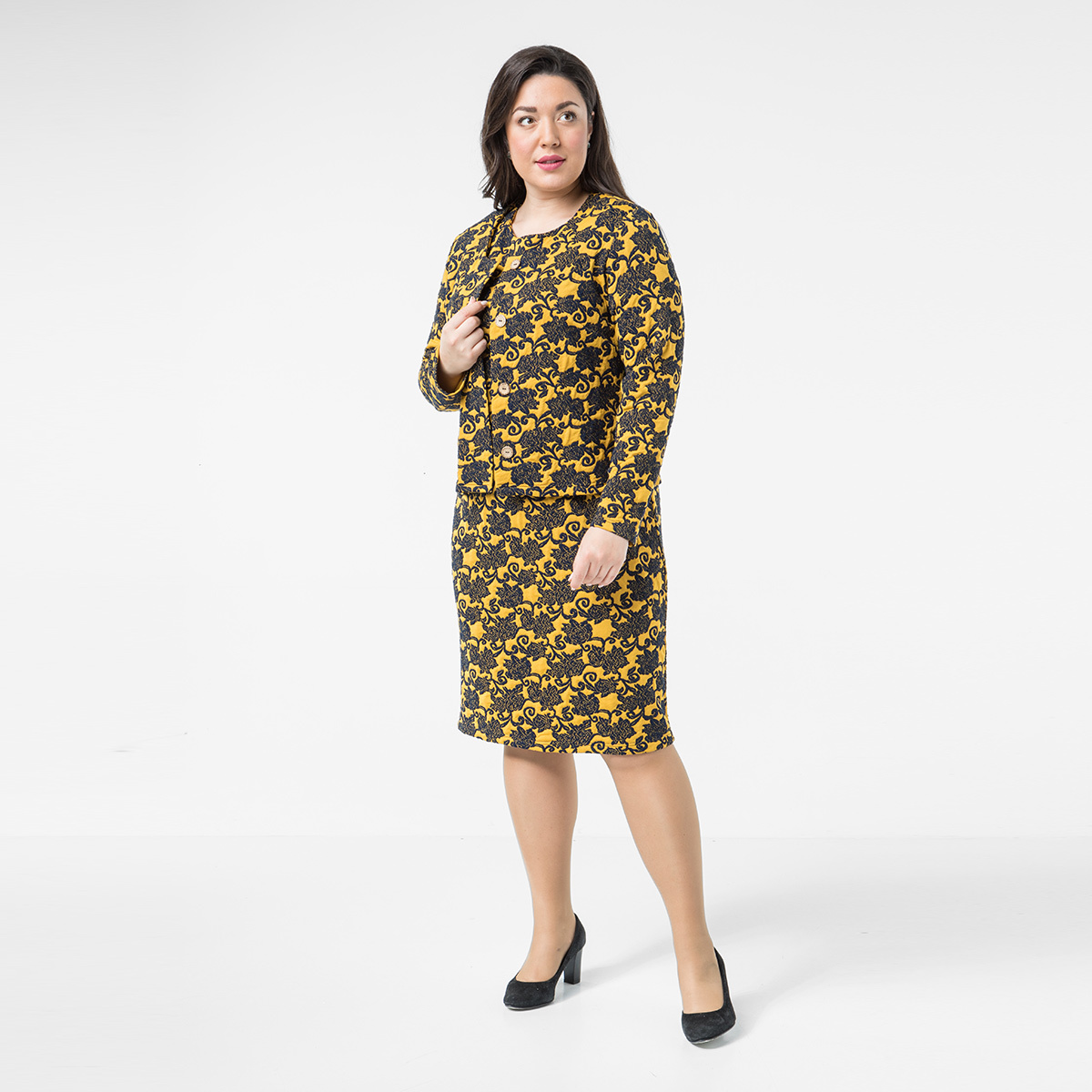 ст. цена1400руб.! Костюм, трикотаж, жакет, платье, желтый