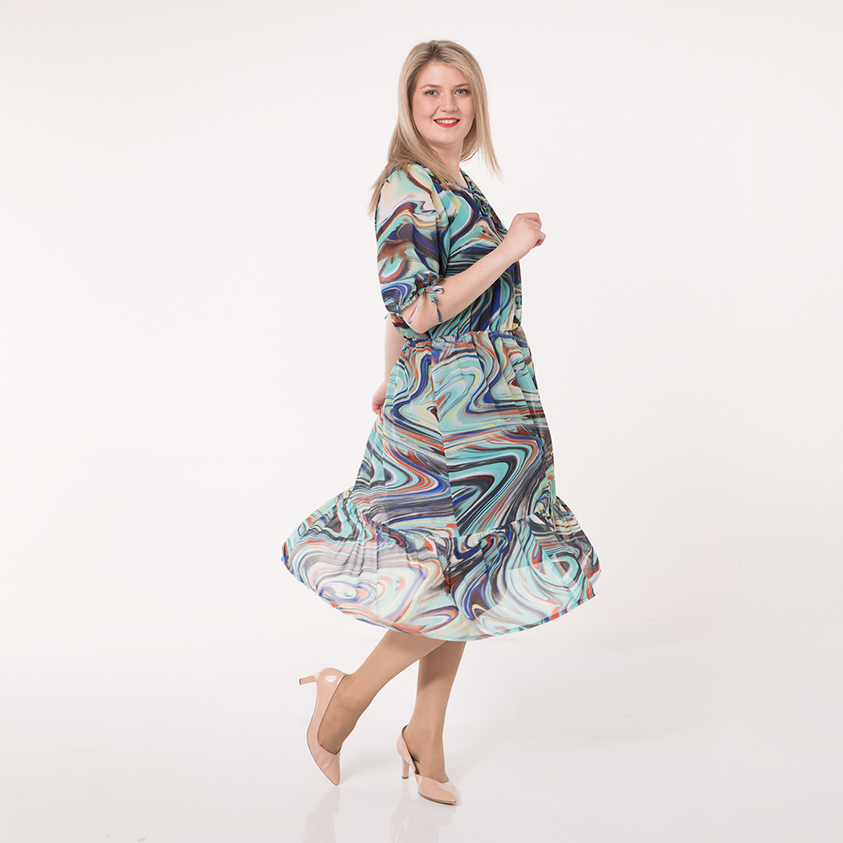 ст. цена2200руб.! Платье, текстиль, бирюзовый